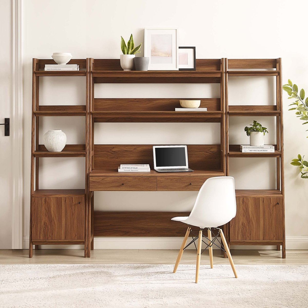 90" Tiered Wood Office Desk and 21" Bookshelf Set - 3 - Piece Workspace - Bookcases available at Alpine Outlets in Denver