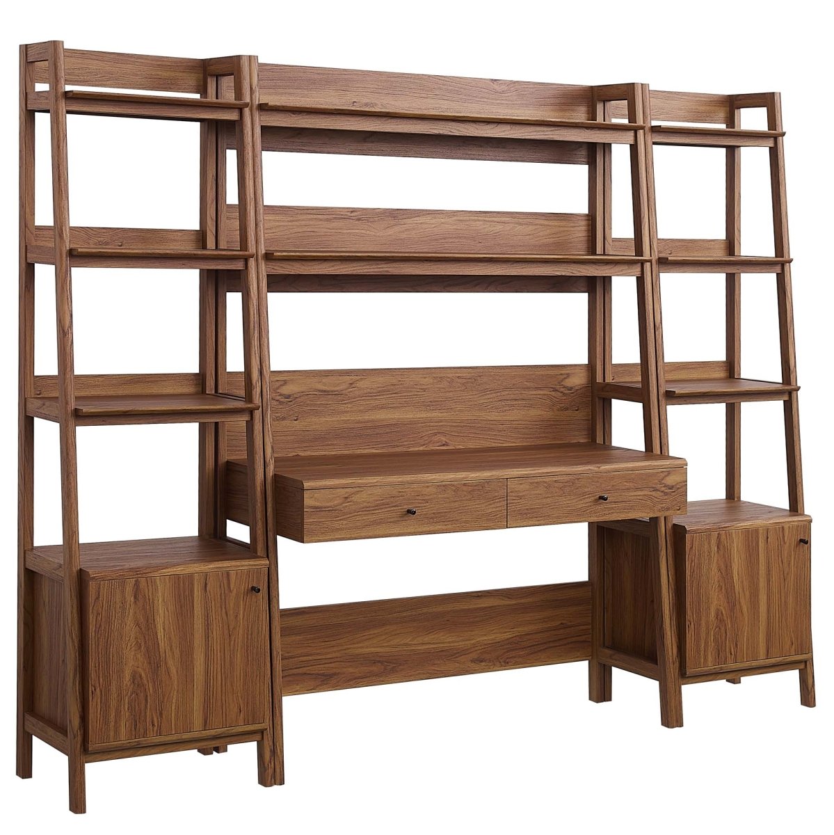 90" Tiered Wood Office Desk and 21" Bookshelf Set - 3 - Piece Workspace - Bookcases available at Alpine Outlets in Denver