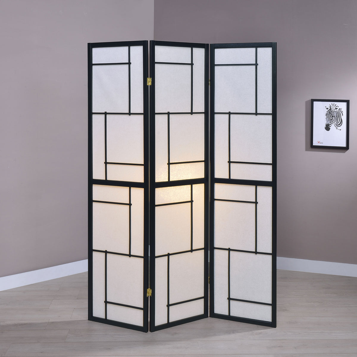 Damis 3-Panel Black Shoji Screen Room Divider