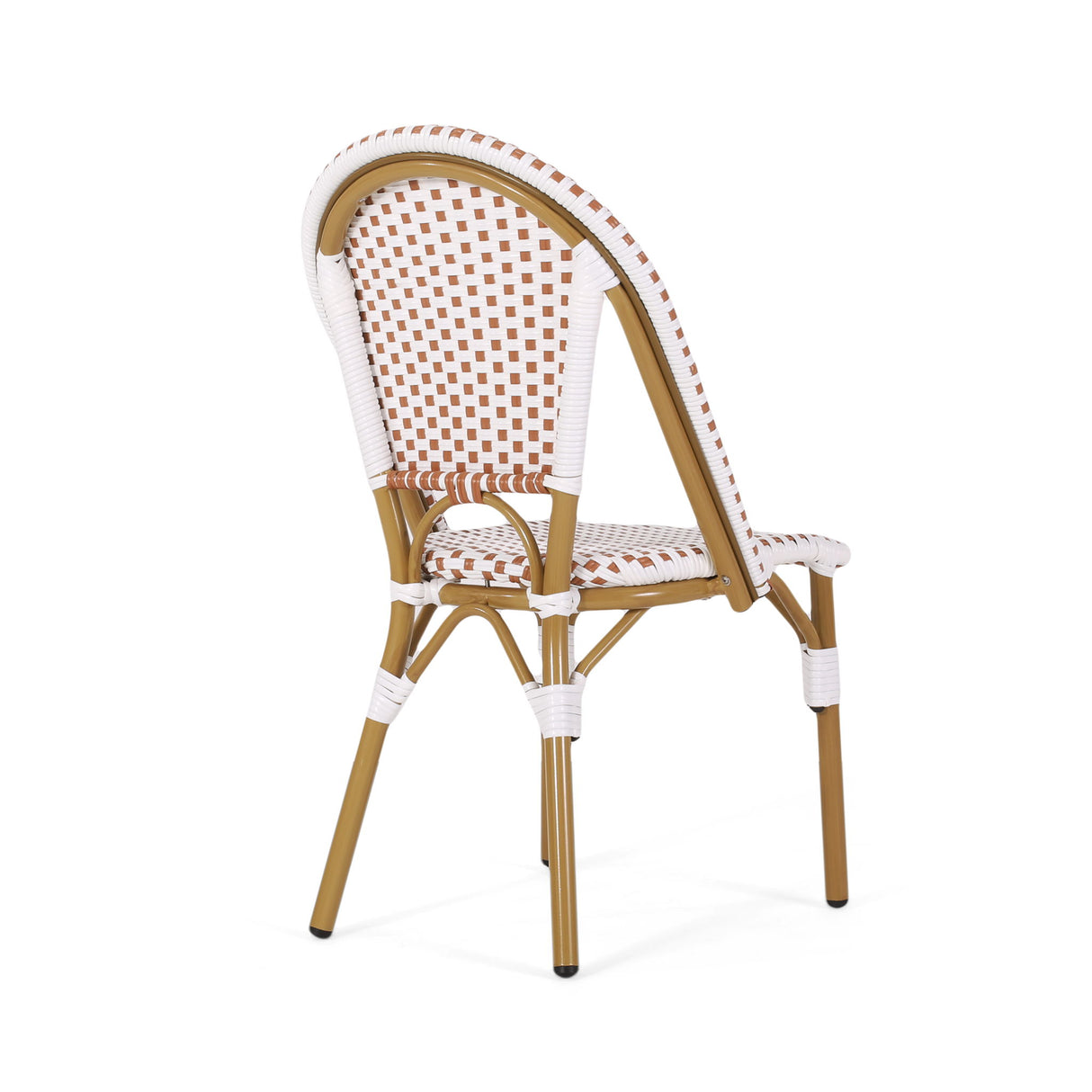 Outdoor Rattan And Aluminum French Bistro Chairs (Set of 2) Bamboo Print - Rust Red / White
