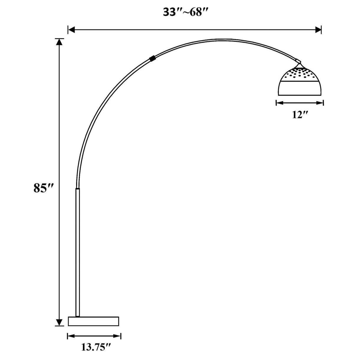 Krester 85" Chrome Arc Floor Lamp with Dome Shade