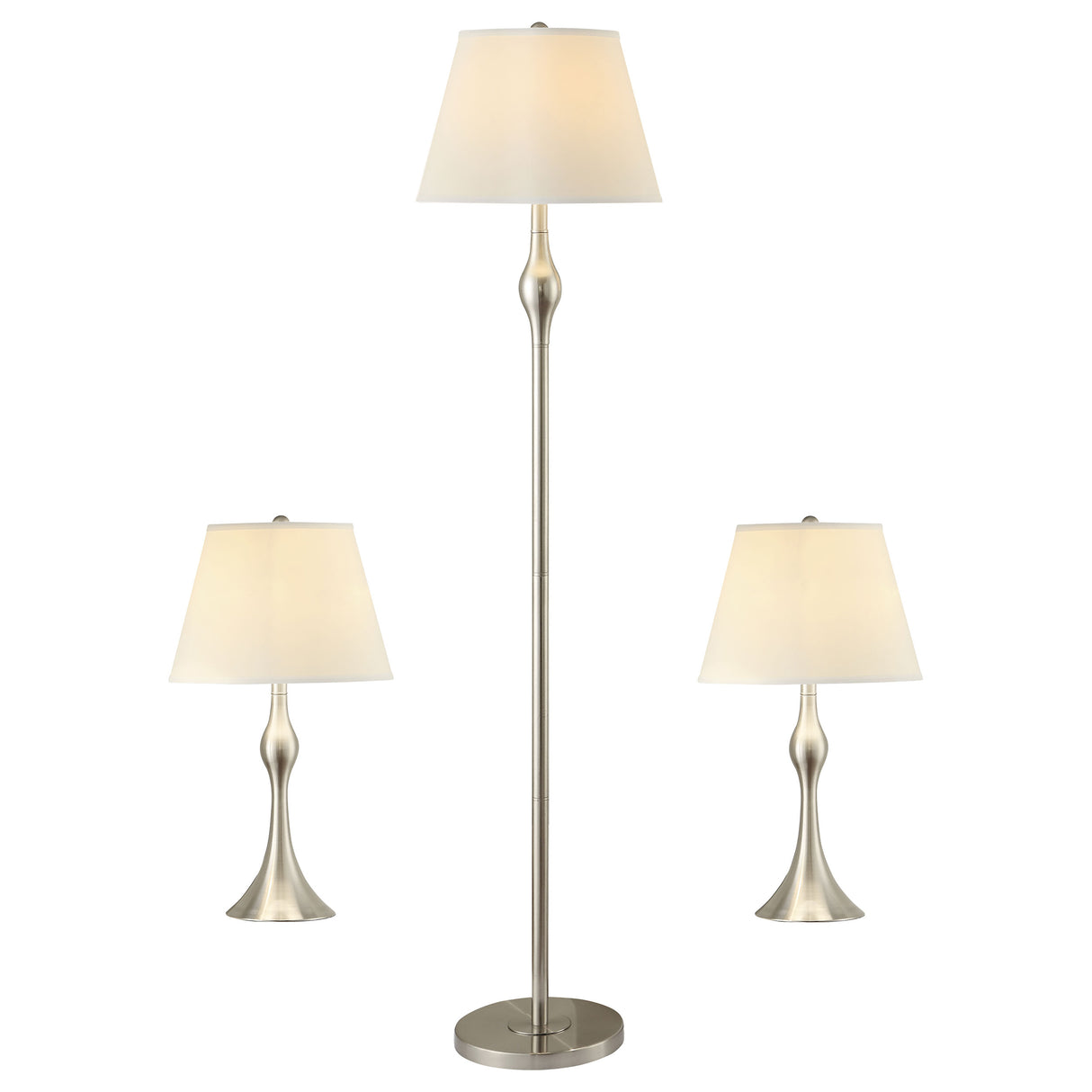 Griffin 3-Piece Floor and Table Lamp Set, Brushed Nickel