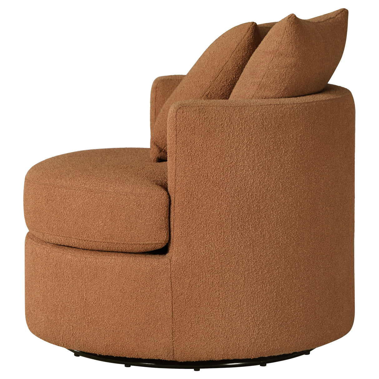 Debbie Upholstered Swivel Accent Chair in Burnt Orange
