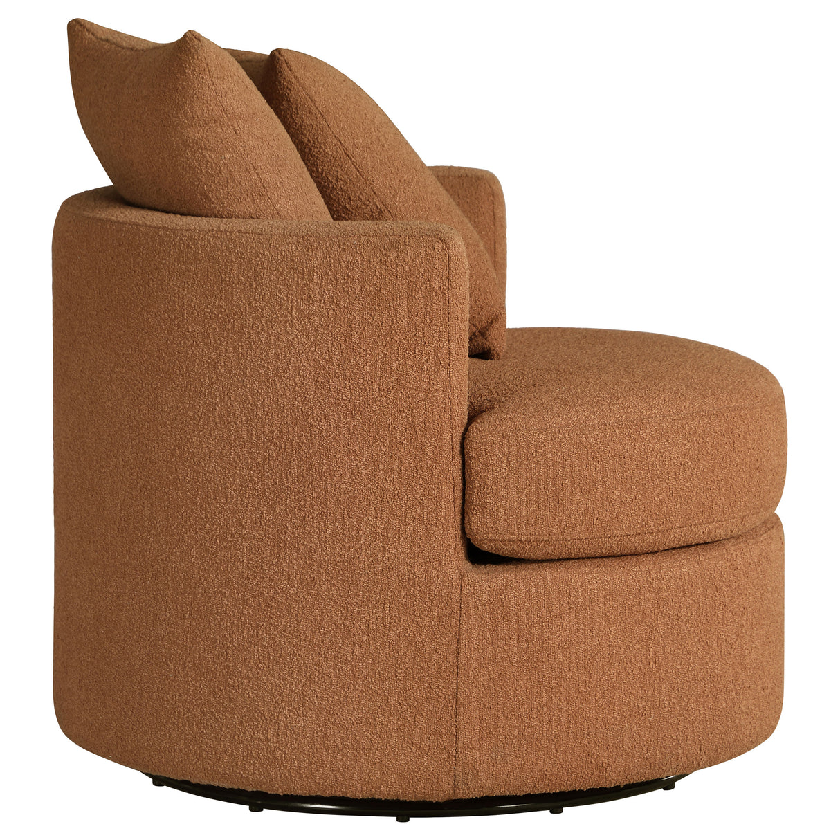 Debbie Upholstered Swivel Accent Chair in Burnt Orange