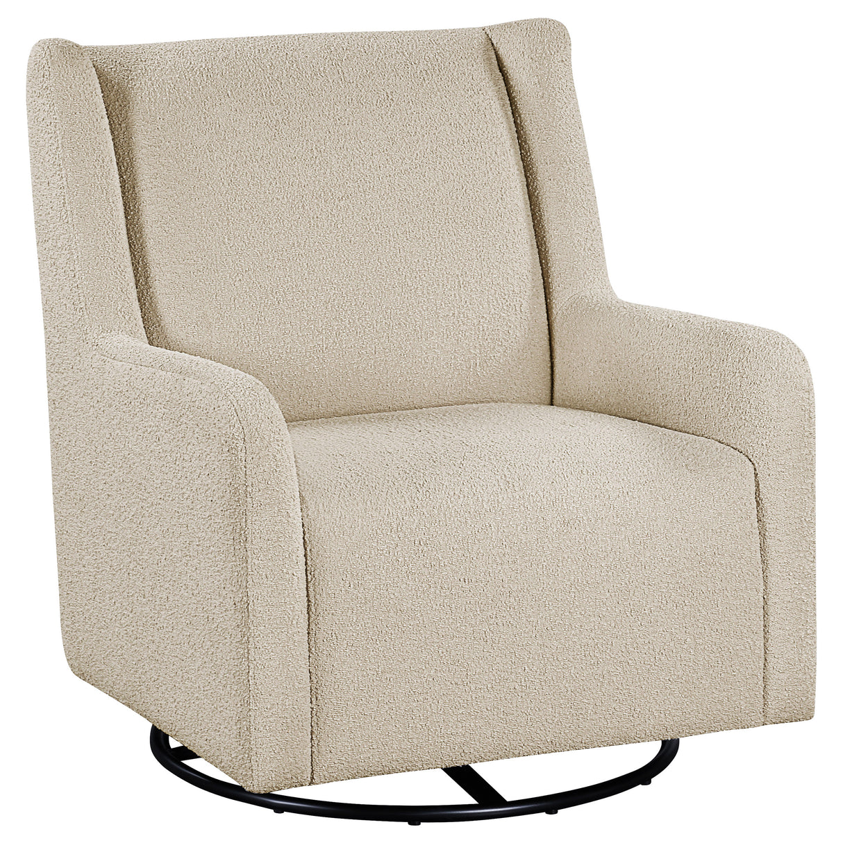 Serra Boucle Upholstered Swivel Glider in Sandy Beige