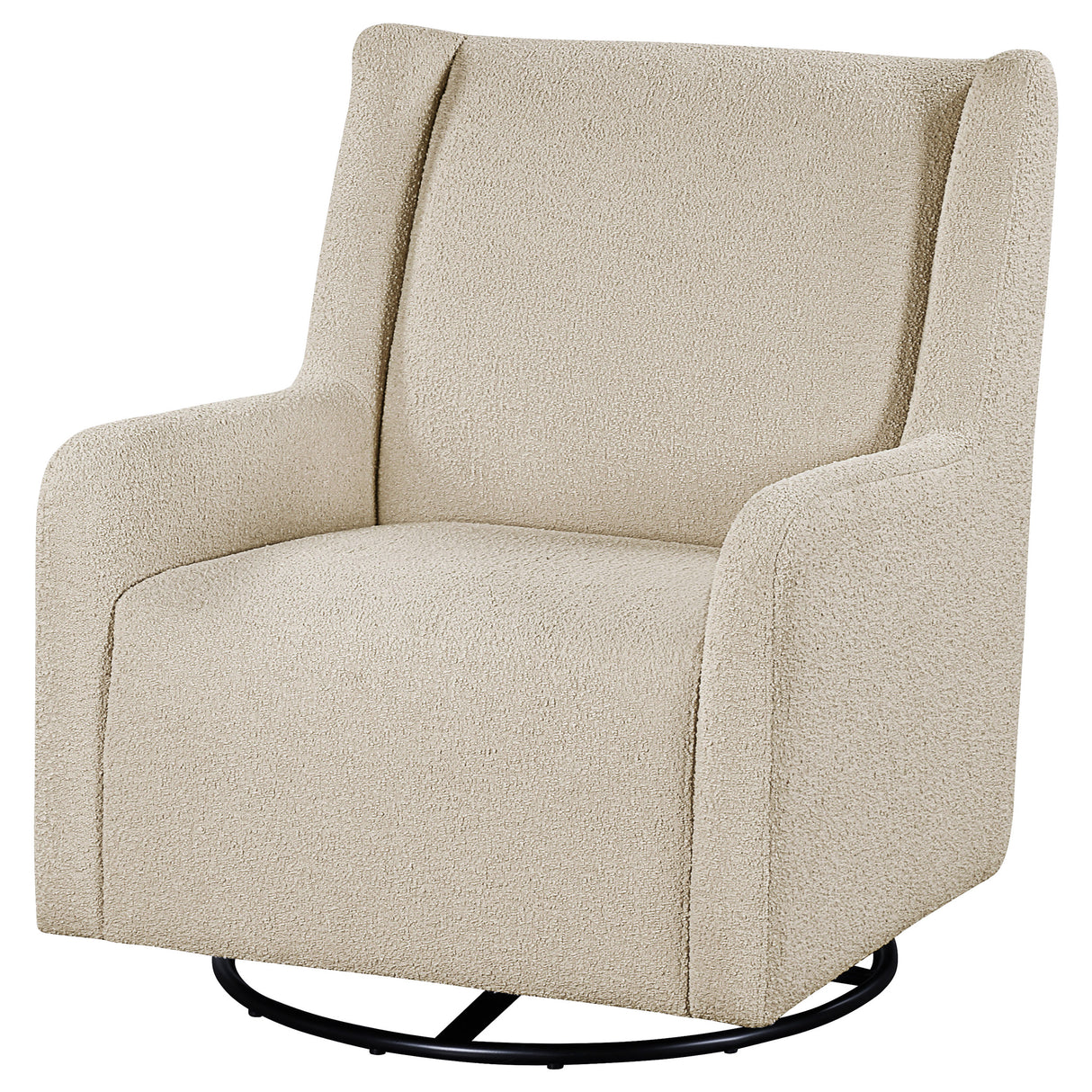 Serra Boucle Upholstered Swivel Glider in Sandy Beige