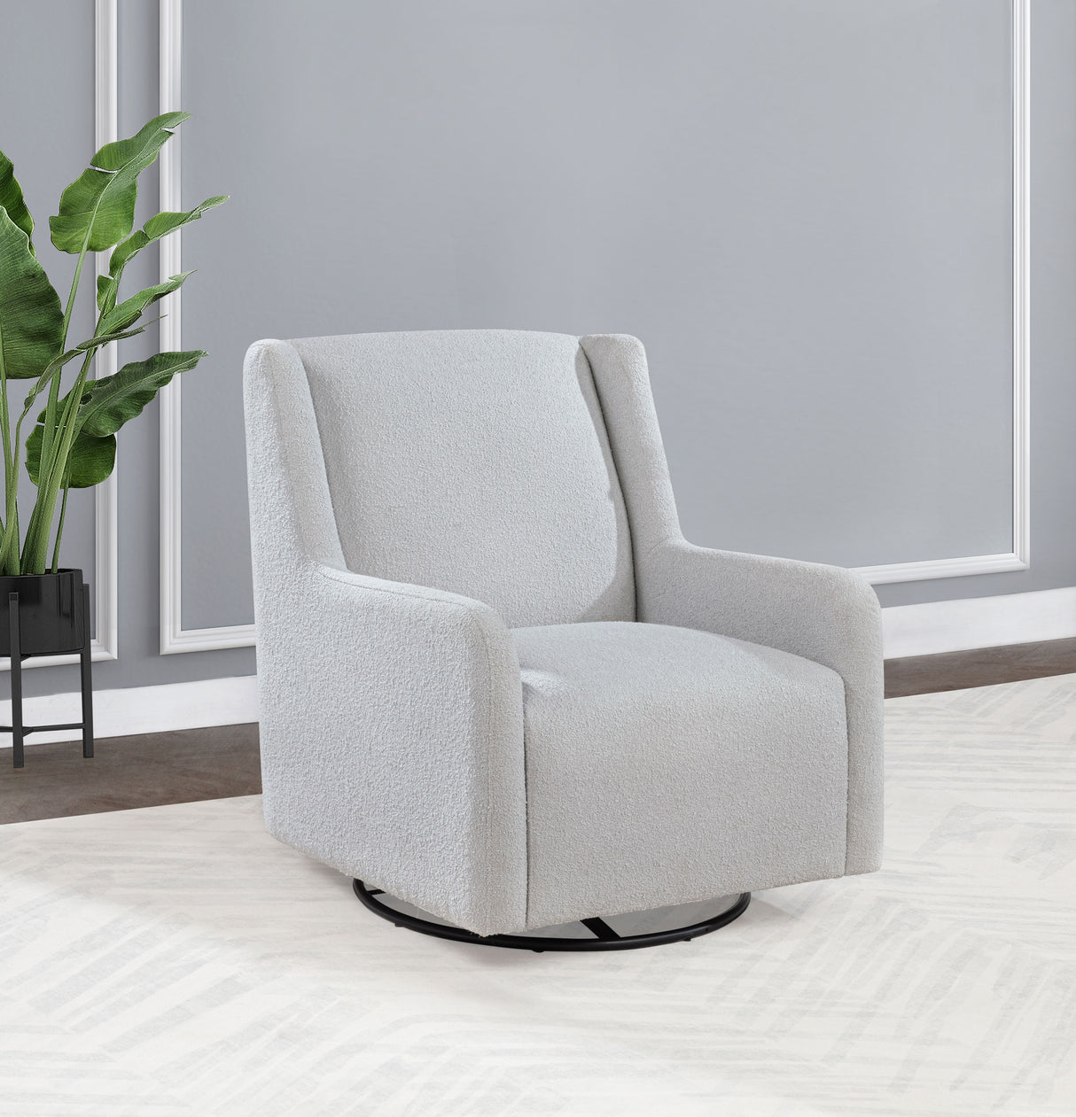 Serra Boucle Upholstered Swivel Glider - Dove Grey