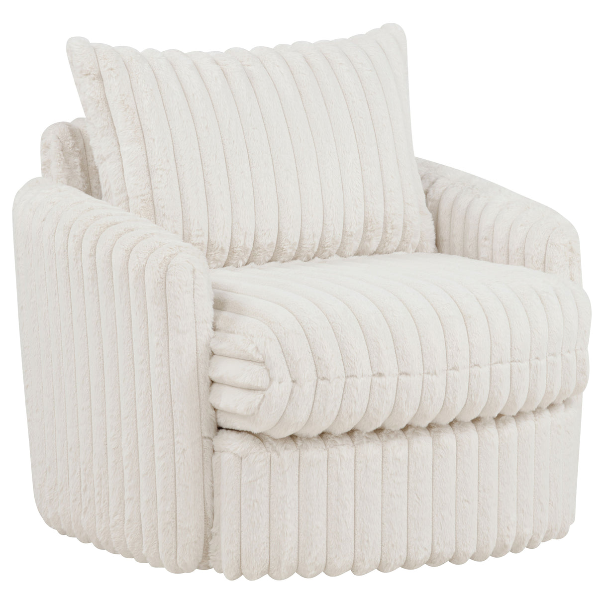 Sarco Corduroy Upholstered Swivel Accent Chair, Ivory