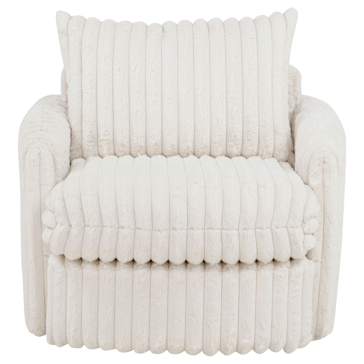 Sarco Corduroy Upholstered Swivel Accent Chair, Ivory