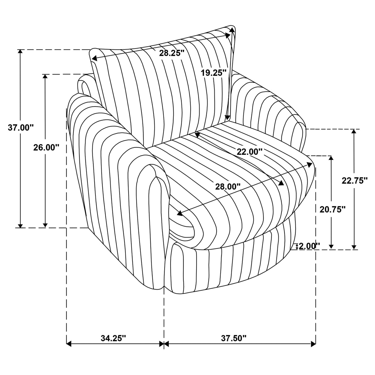 Sarco Corduroy Upholstered Swivel Accent Chair, Ivory
