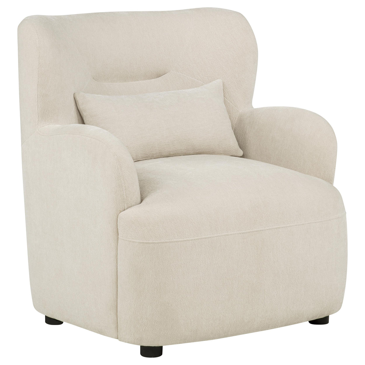 Beige Fabric Accent Chair with Tight Back Cushion