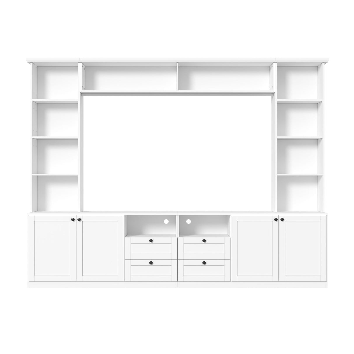 Farmhouse Elegant Entertainment Center Wall Unit With 4 Drawers