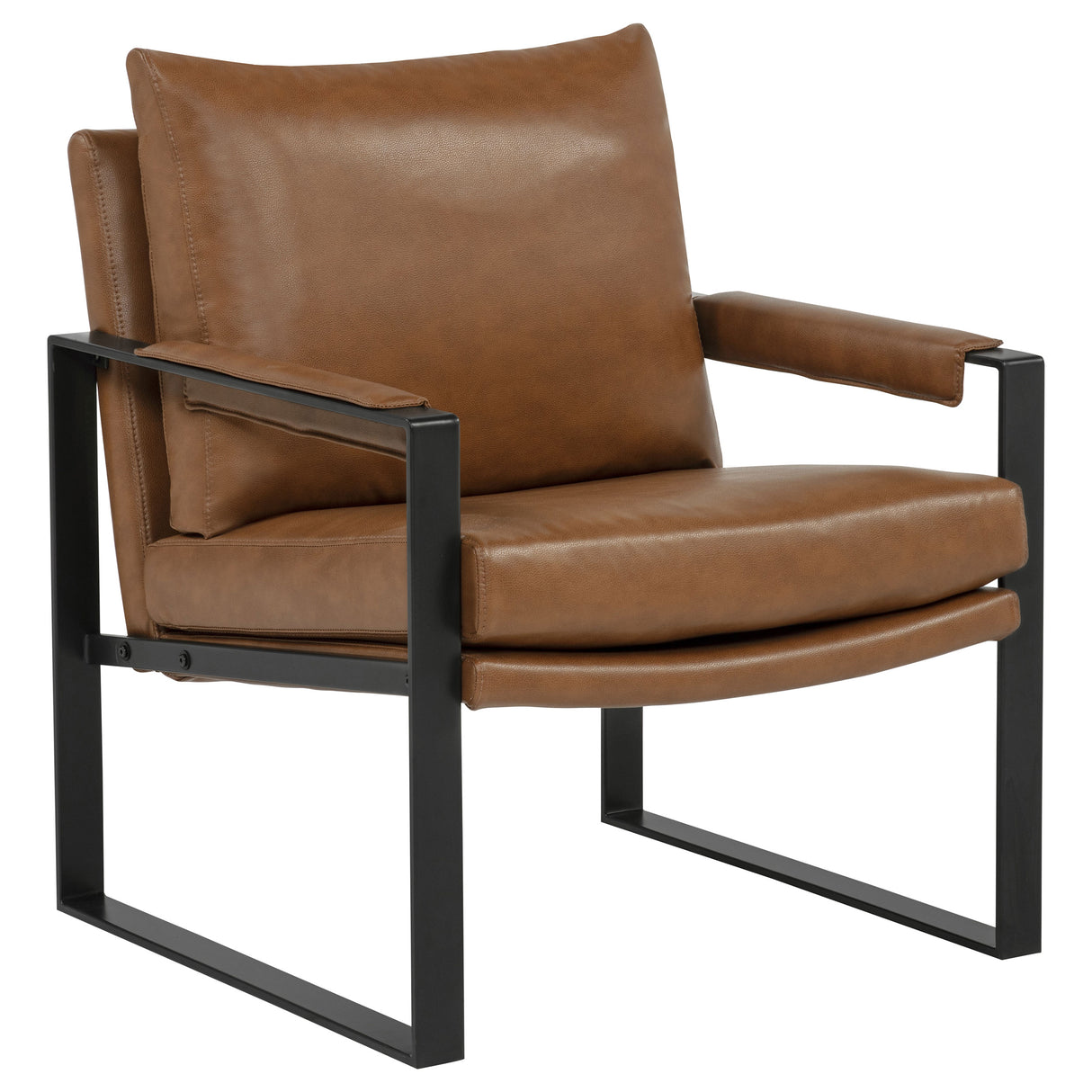 Rosalind Brown Leatherette Track Arm Accent Chair