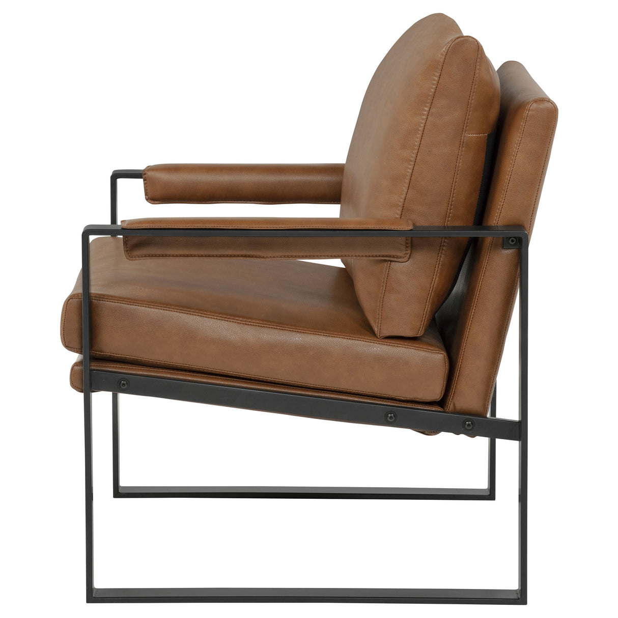 Rosalind Brown Leatherette Track Arm Accent Chair