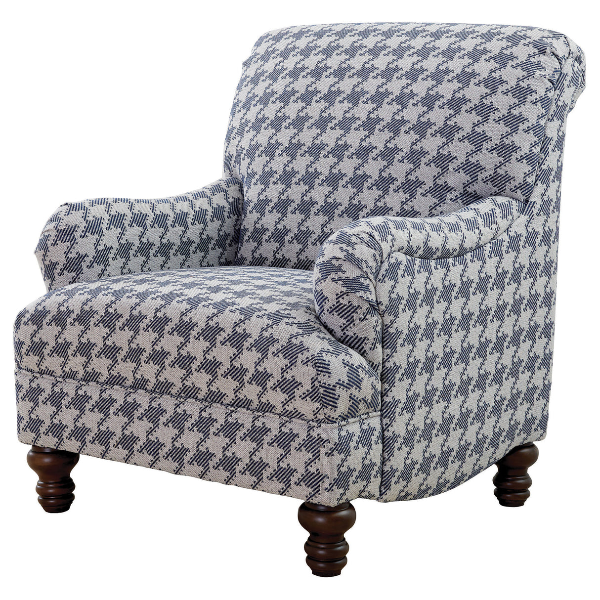 Glenn Upholstered English Arm Accent Chair in Blue