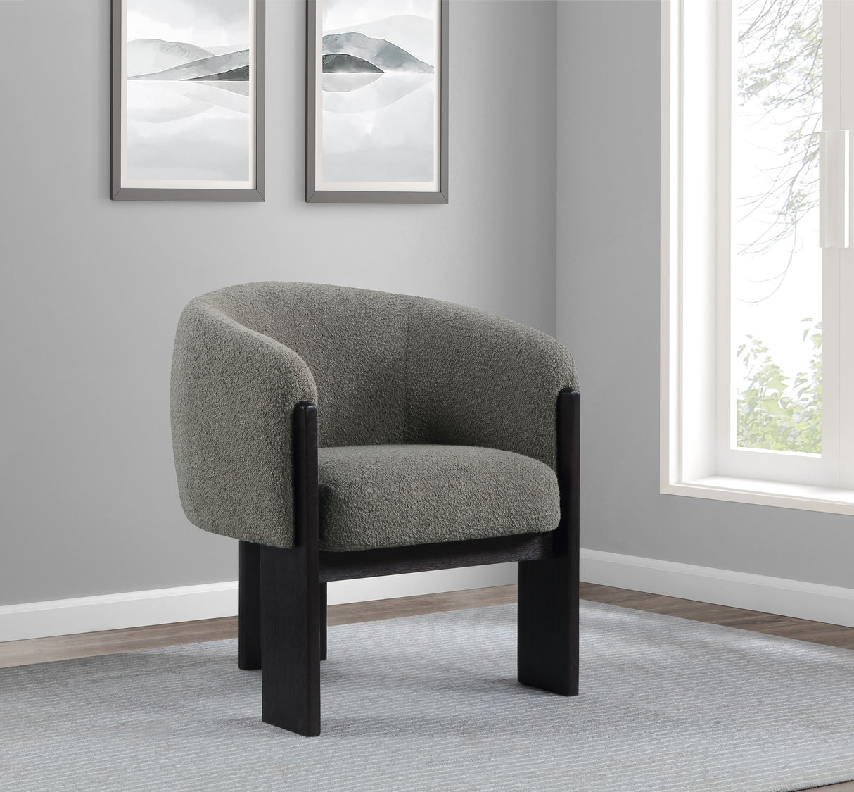 Valdez Boucle Upholstered Barrel Back Accent Chair