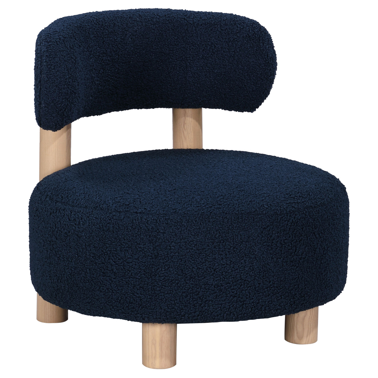 Zonie Boucle Upholstered Barrel Back Accent Chair, Blue