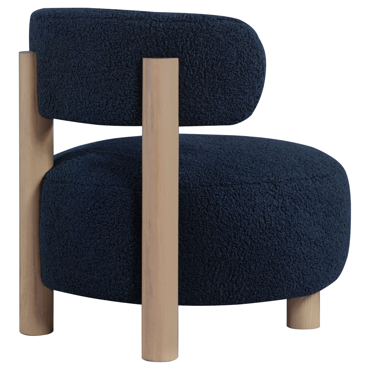 Zonie Boucle Upholstered Barrel Back Accent Chair, Blue