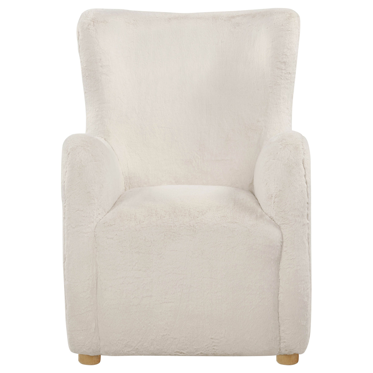 Thornton Ivory Faux Fur Wingback Accent Chair