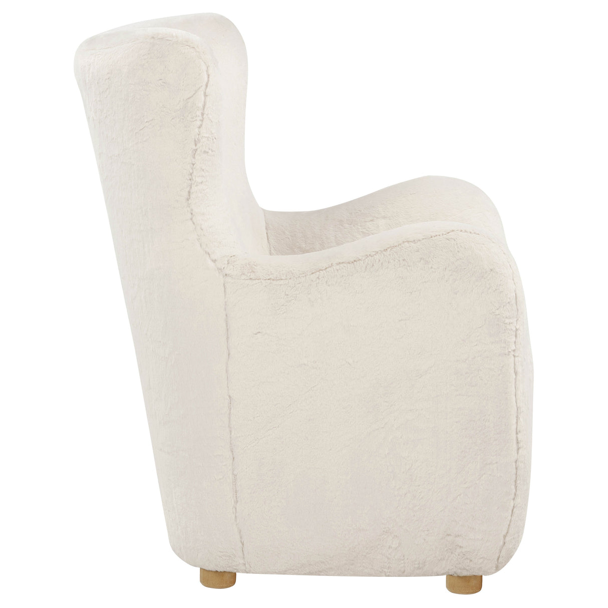 Thornton Ivory Faux Fur Wingback Accent Chair