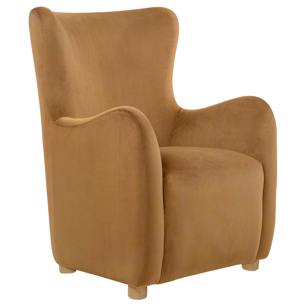 Thornton Cognac Velvet Wingback Lounge Accent Chair