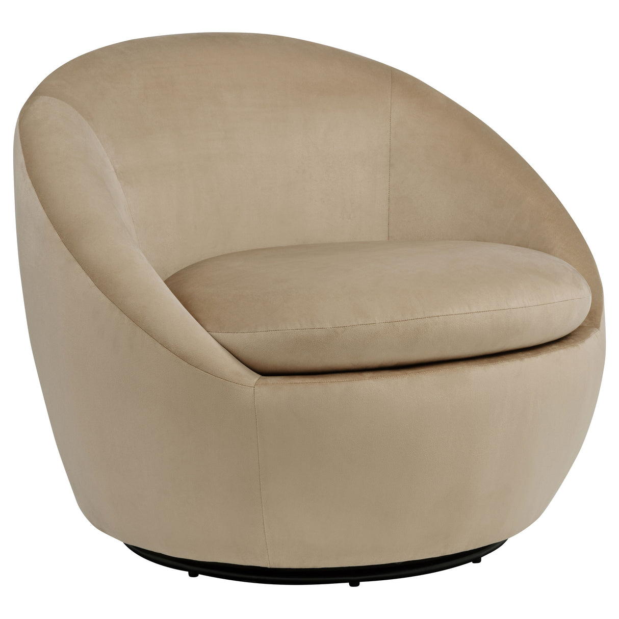 Myernick Camel Velvet Swivel Barrel Accent Chair