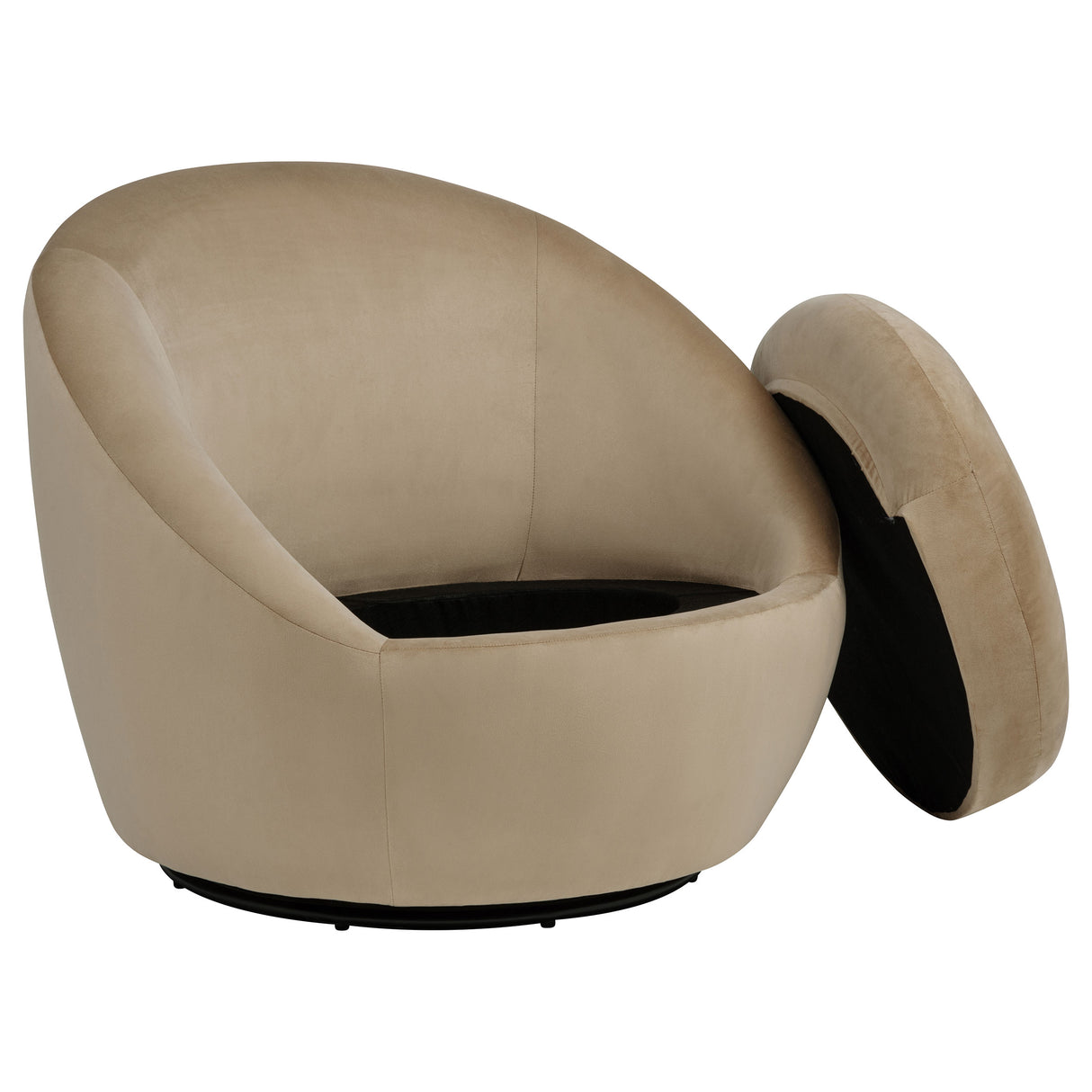 Myernick Camel Velvet Swivel Barrel Accent Chair