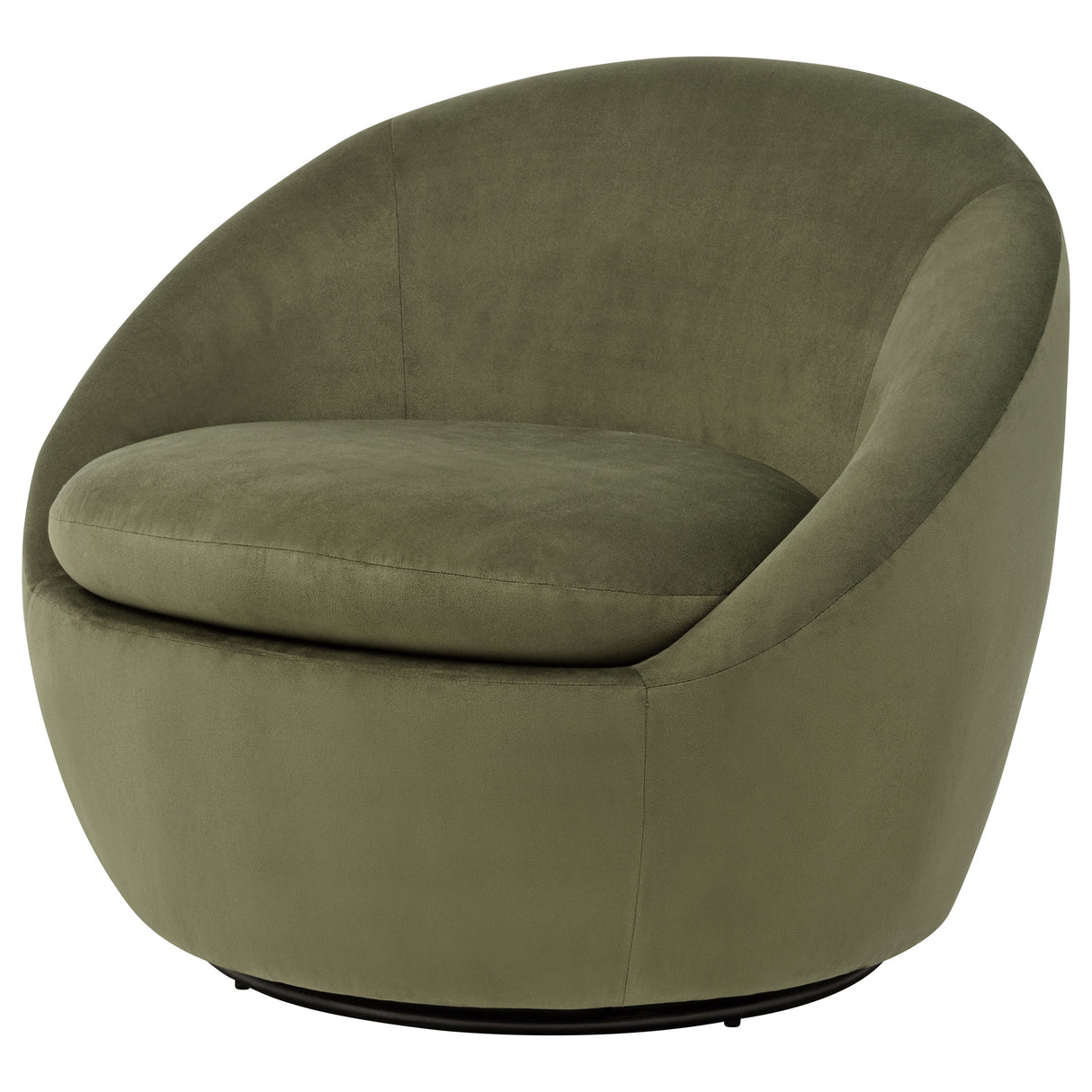 Myernick Olive Velvet Swivel Barrel Accent Chair