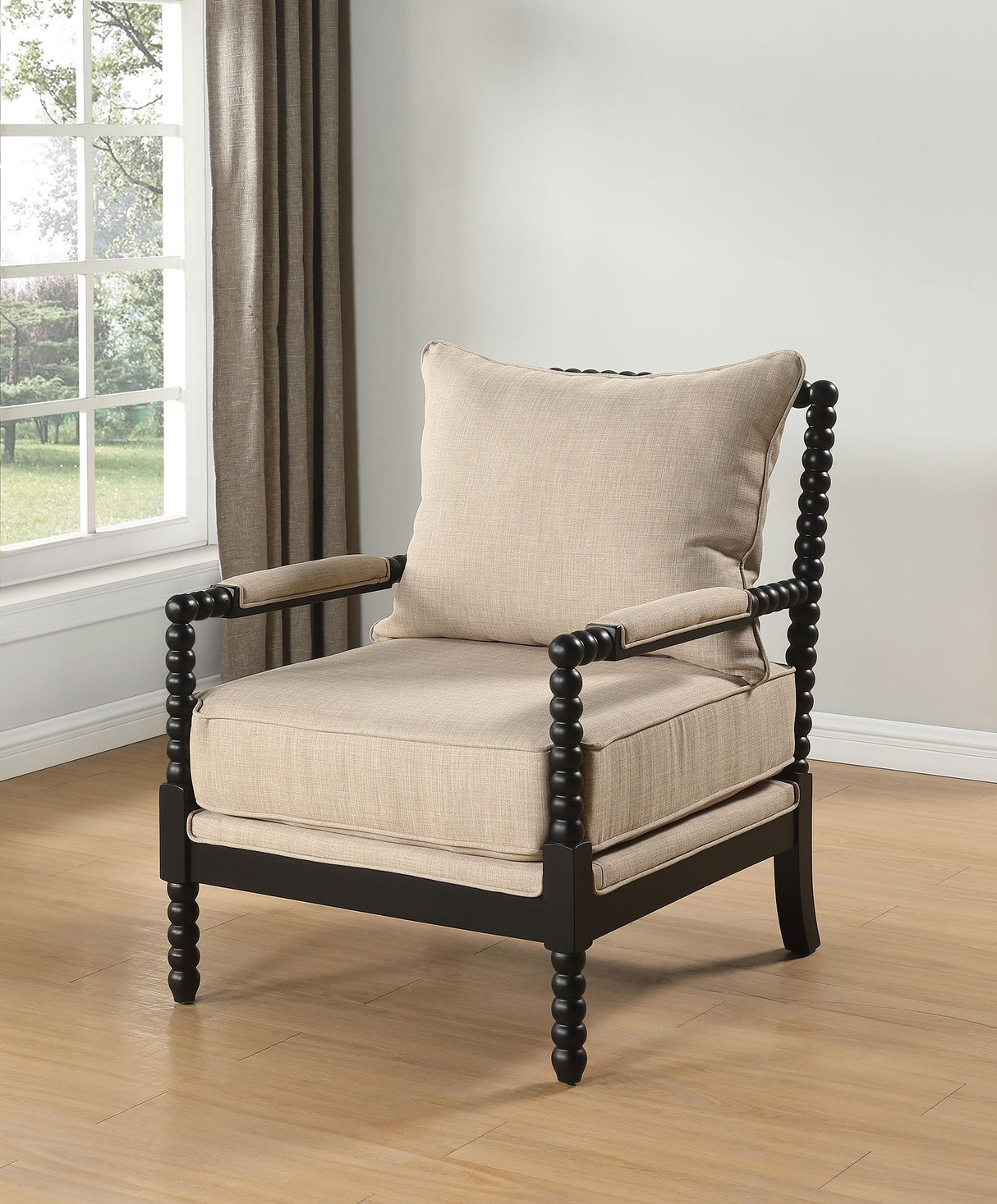 Blanchett Bobbin Accent Chair - Beige and Black Fabric