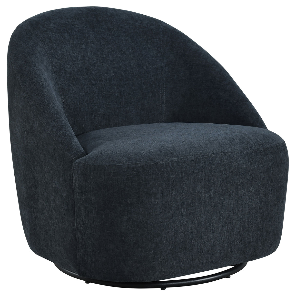 Leon Black Chenille Upholstered Swivel Barrel Accent Chair