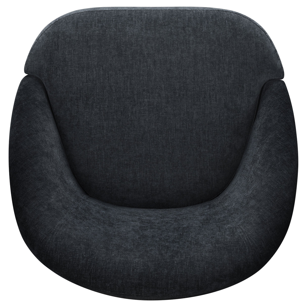 Leon Black Chenille Upholstered Swivel Barrel Accent Chair