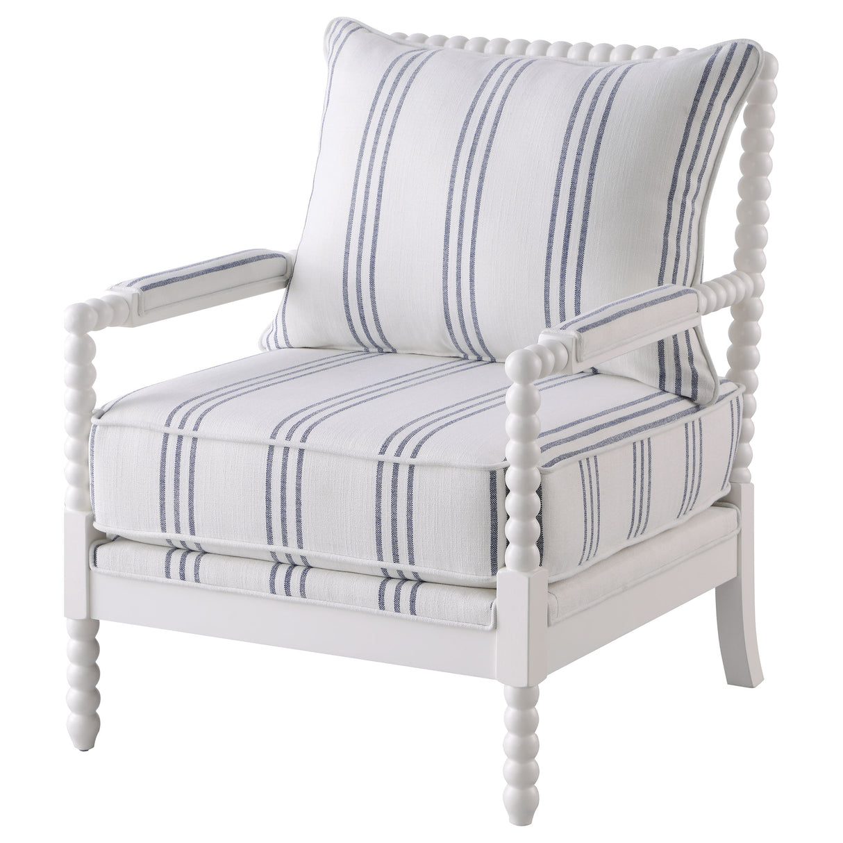 Blanchett Upholstered Bobbin Accent Chair in White