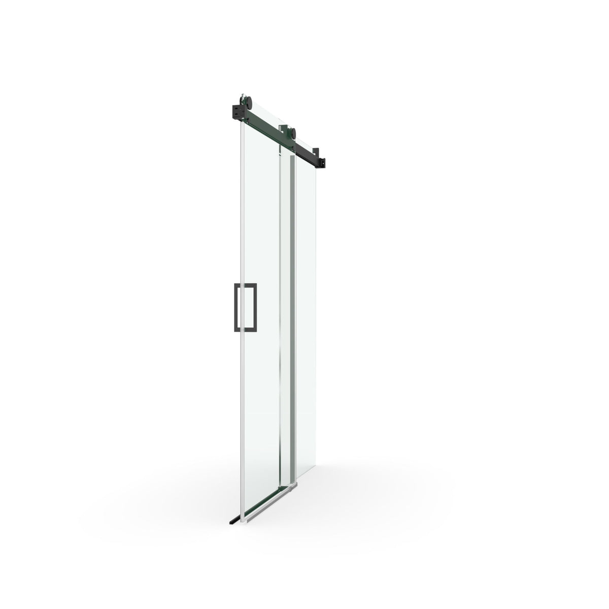 Frameless Soft Closing Shower Door, 1 / 4" (6Mm) Tempered Glass Single Sliding With Explosion Proof Coating - Matte Black