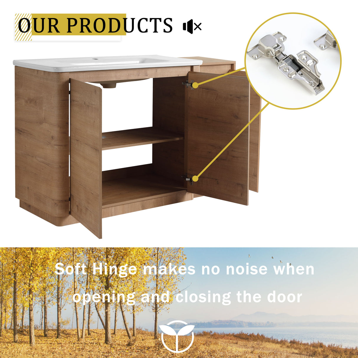 Freestanding Bathroom Vanity With Sink, 1 Small Storage Cabinet, Soft Close Door
