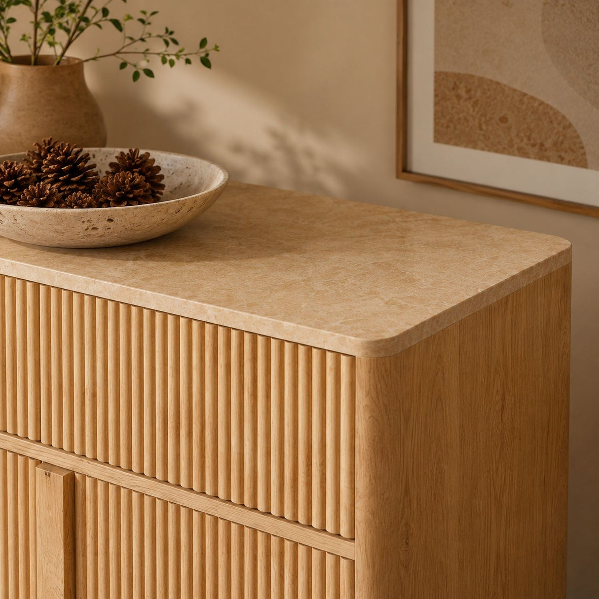 Curved Credenza, Wide Storage Cabinet For Dining Room