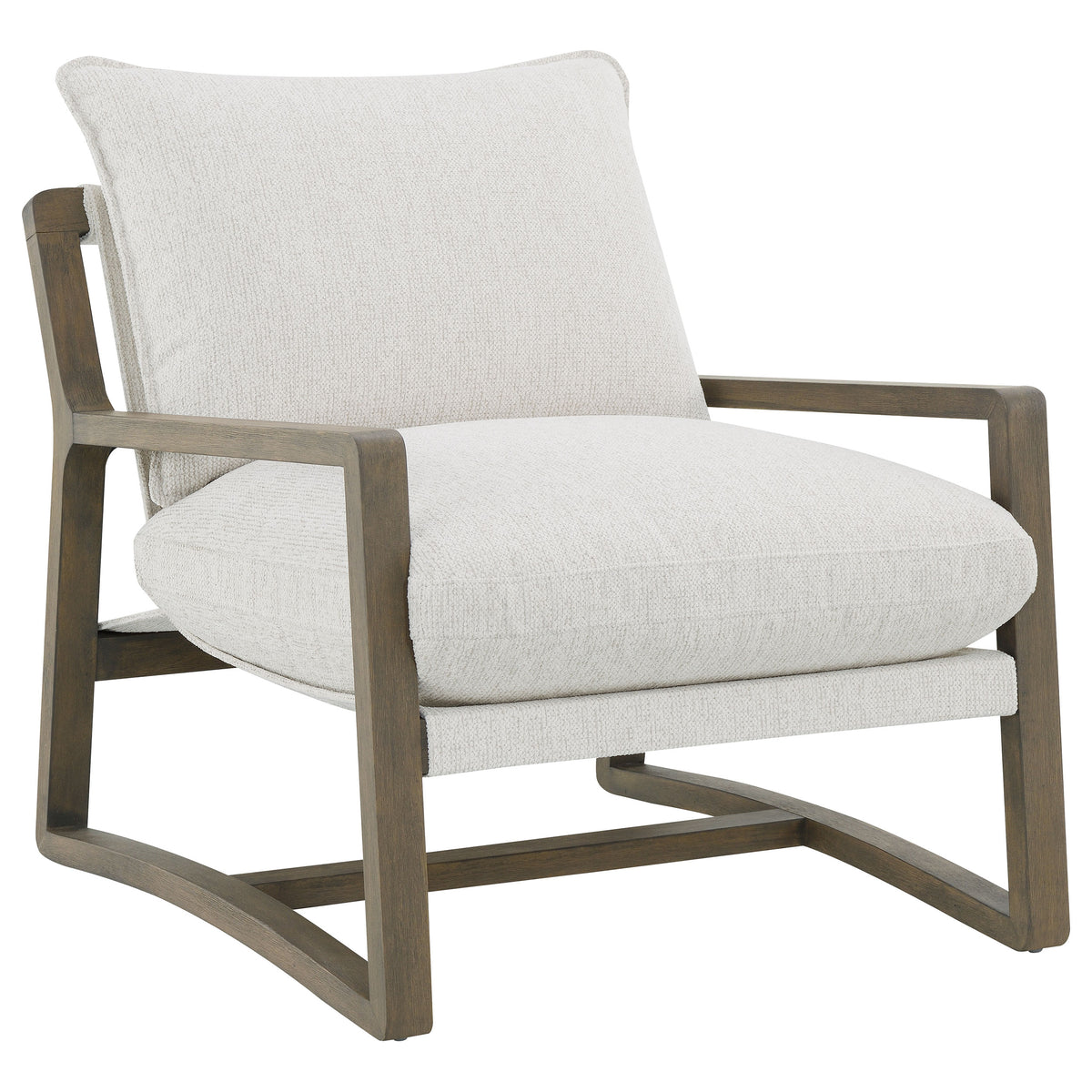 Geneva Boucle Upholstered Wood Arm Accent Chair, Sand