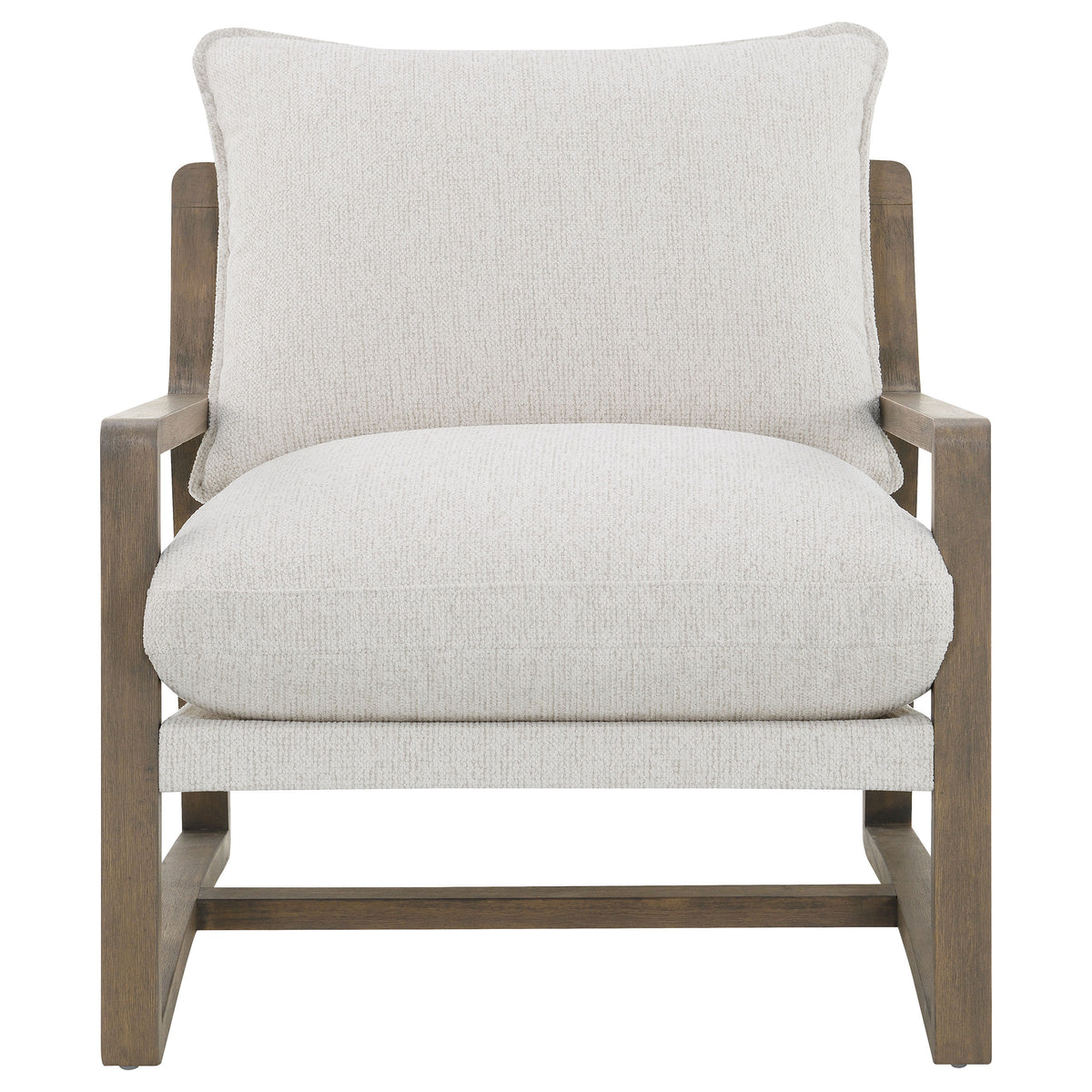 Geneva Boucle Upholstered Wood Arm Accent Chair, Sand