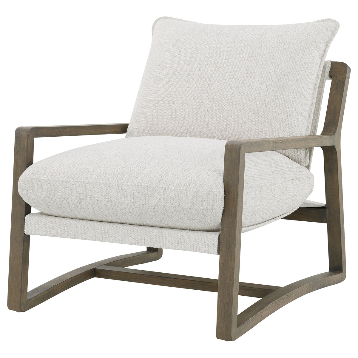 Geneva Boucle Upholstered Wood Arm Accent Chair, Sand