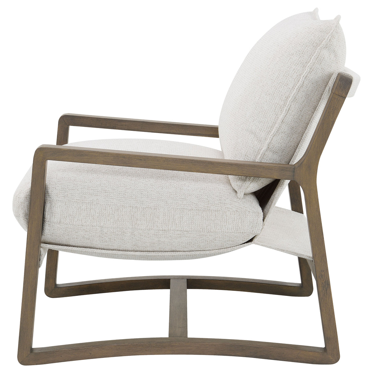 Geneva Boucle Upholstered Wood Arm Accent Chair, Sand