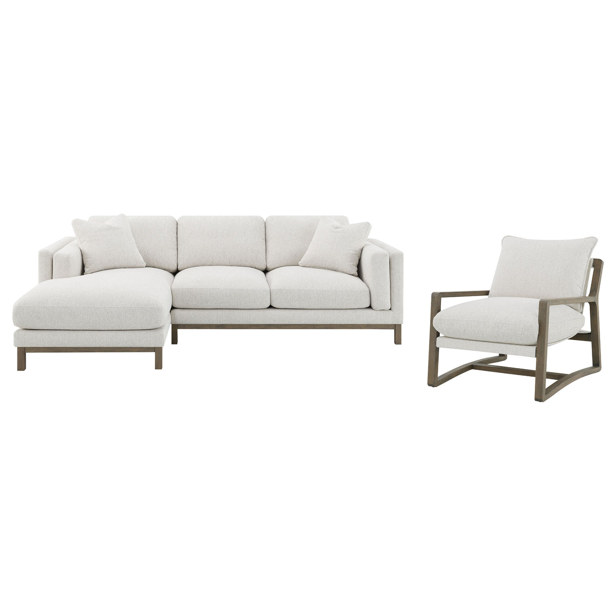 Geneva Boucle Upholstered Wood Arm Accent Chair, Sand