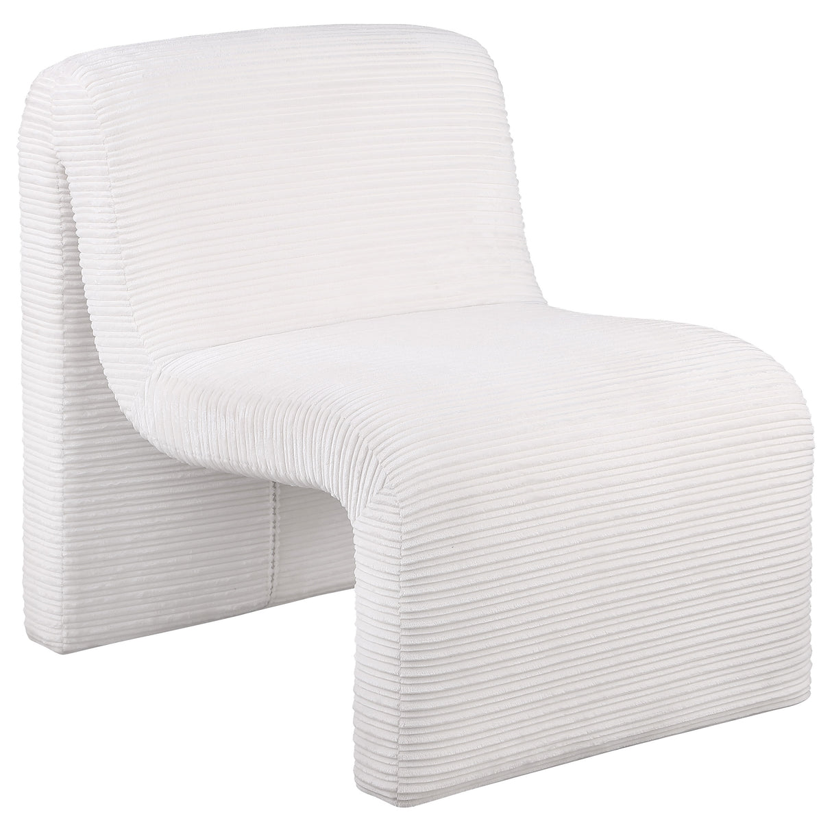 Drayton Upholstered Curved Armless Accent Chair in Ivory