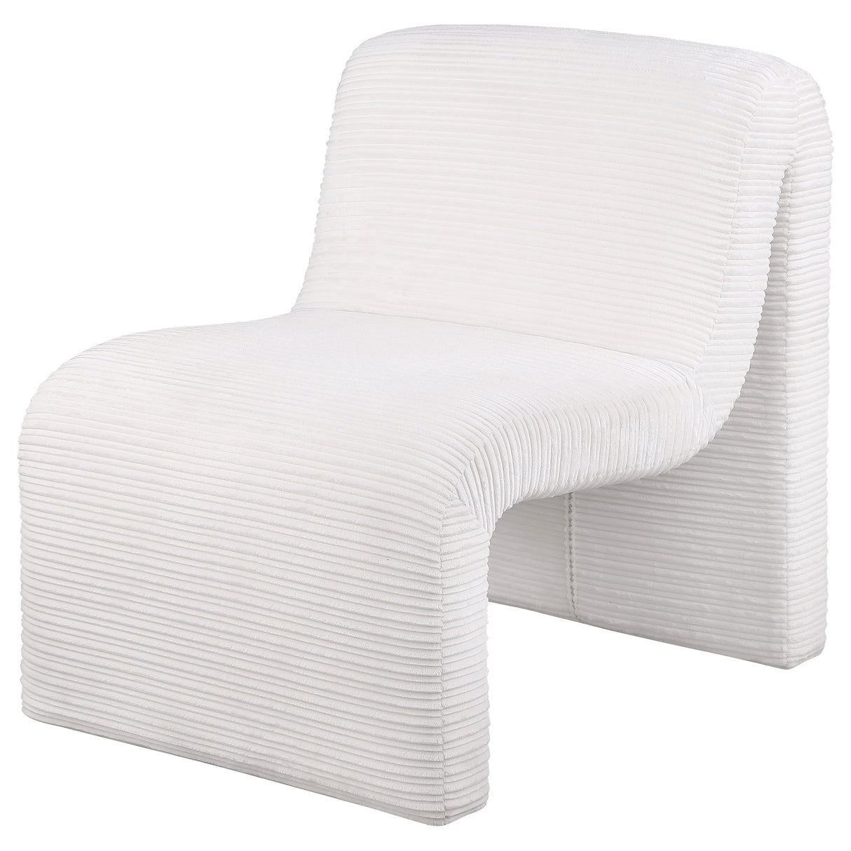 Drayton Upholstered Curved Armless Accent Chair in Ivory