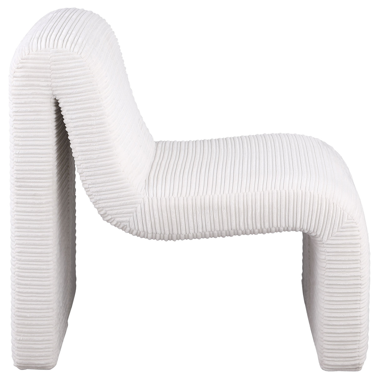 Drayton Upholstered Curved Armless Accent Chair in Ivory