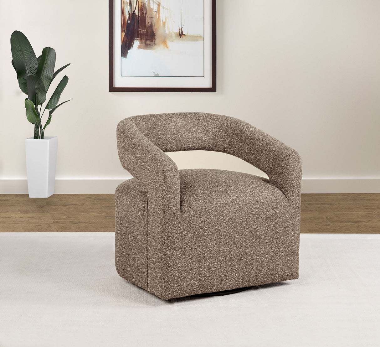 Westhill Boucle Swivel Accent Chair in Rocky Road