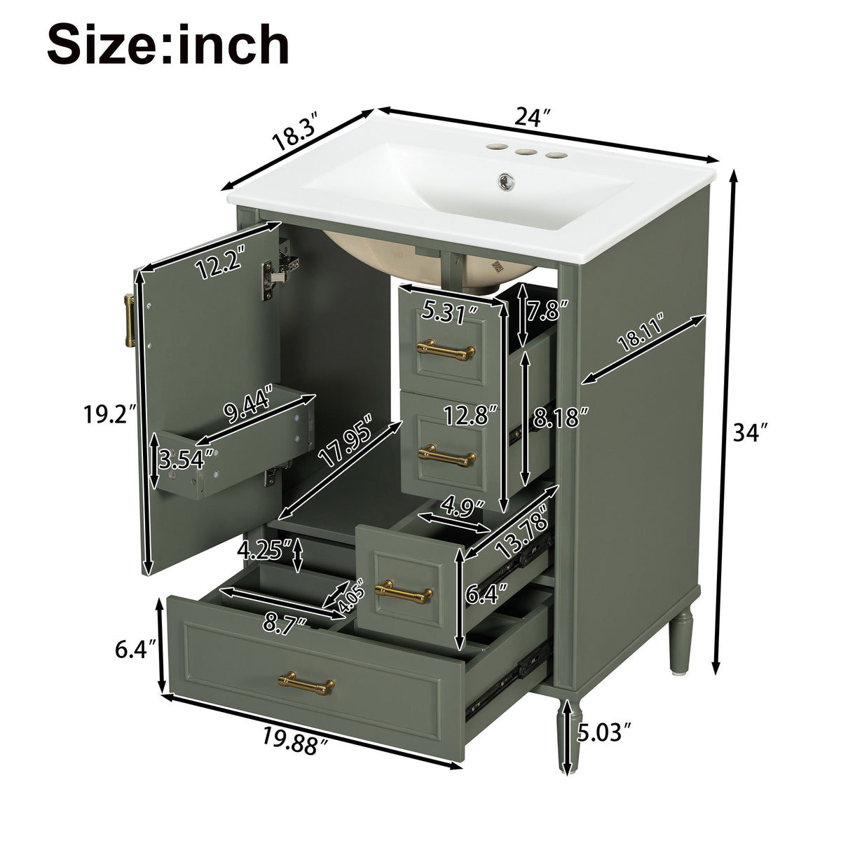 Traditional Bathroom Vanity Set With Soft Close Doors