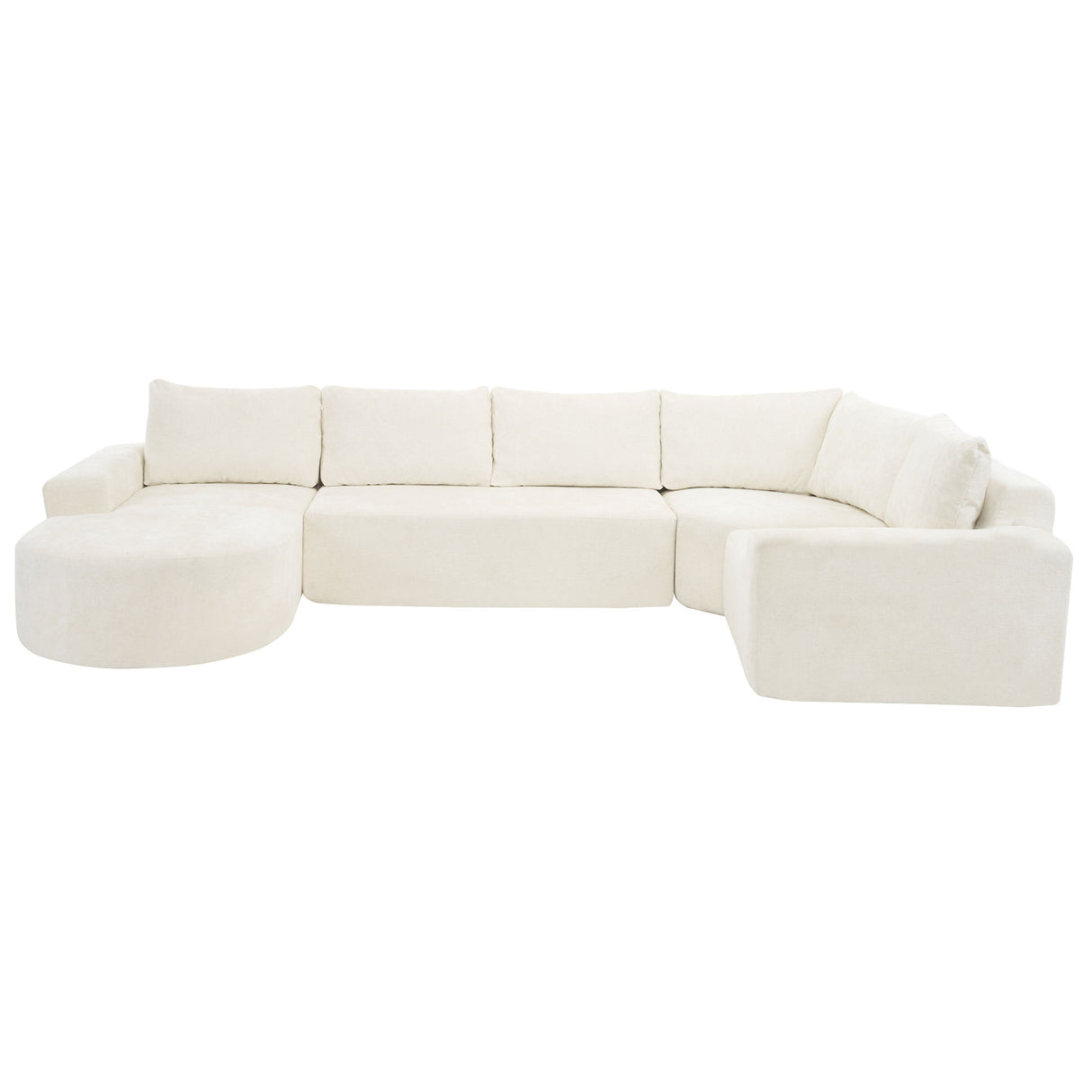 Modular Cloud Sectional Sofa Set, U-Shaped Upholstered Couch With Deep Seat - Beige