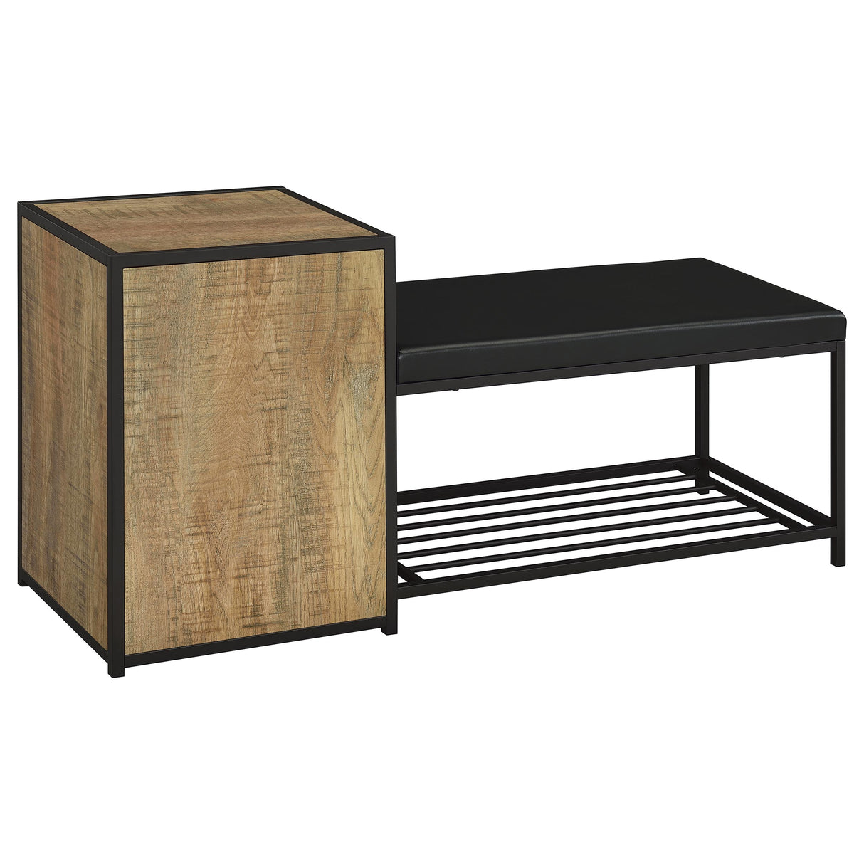 Martino Mango and Black Shoe Storage Entryway Bench with Cabinet