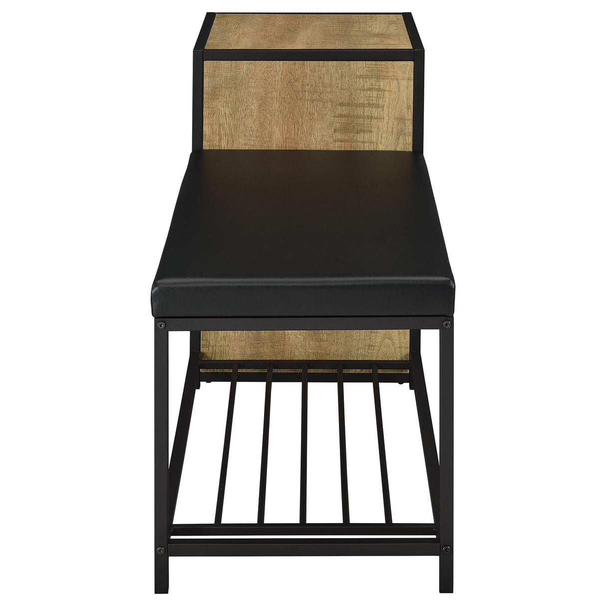 Martino Mango and Black Shoe Storage Entryway Bench with Cabinet
