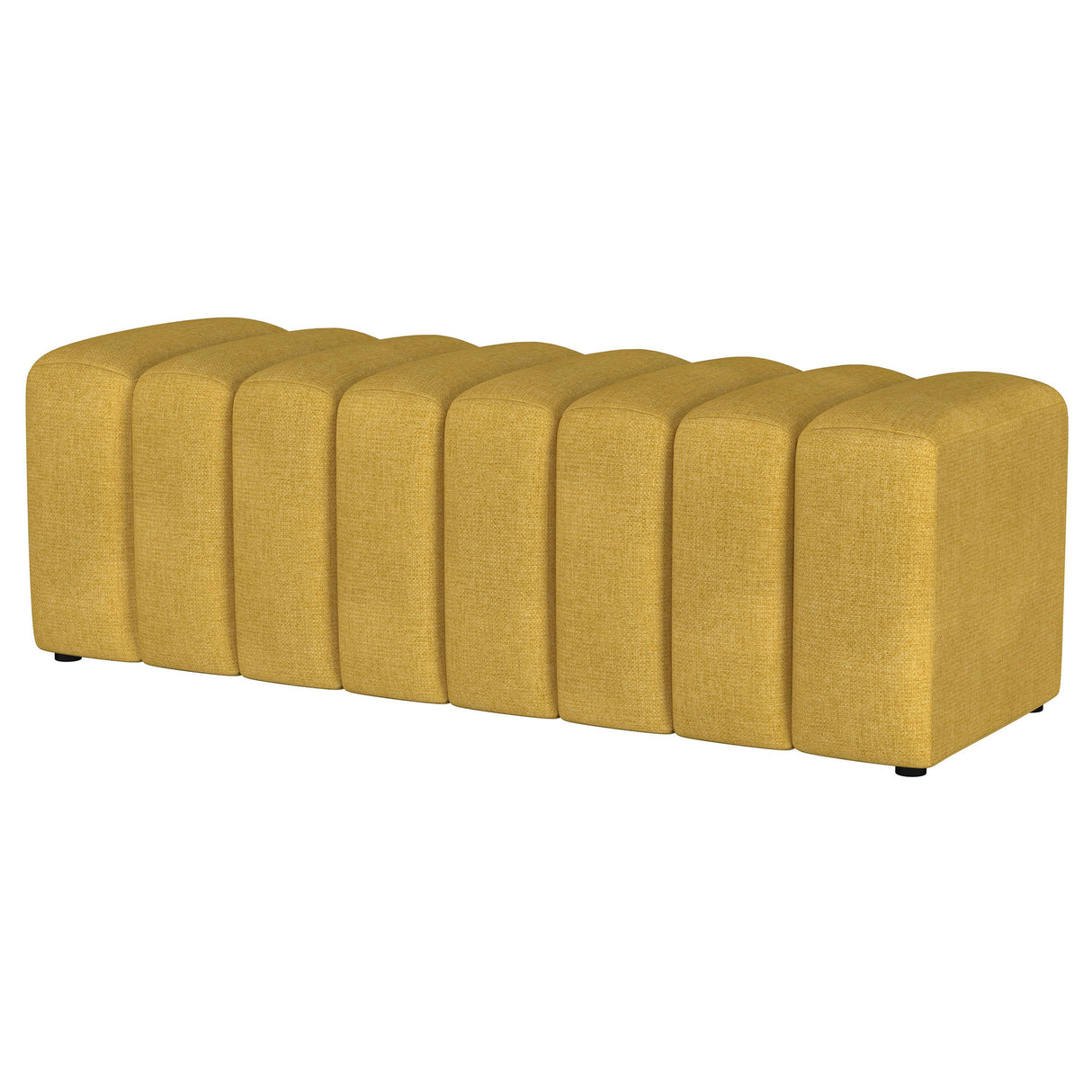 Mustard Yellow Tufted Fabric Upholstered Accent Bench