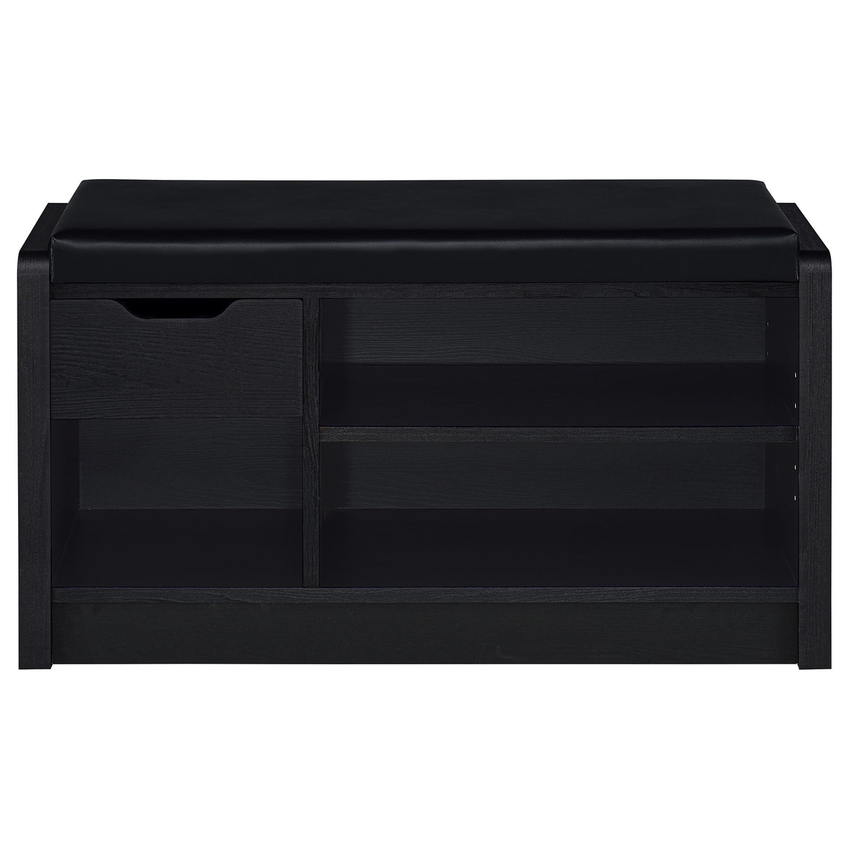 Arrington Storage Bench in Black Faux Leather